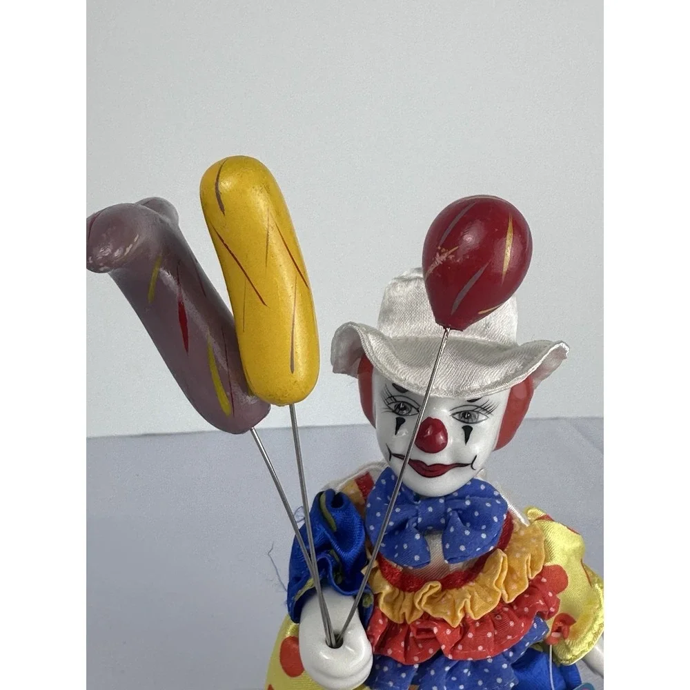 Vintage Hooray For Clowns Porcelain Clown Figurine Rite Aid Balloon Doll Tag